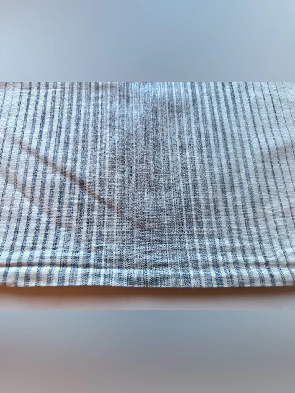 (Set/2) IKEA Cotton ISPIGG Yarn-Dyed 20x20 Pillow Covers Natural w/Blue Stripe